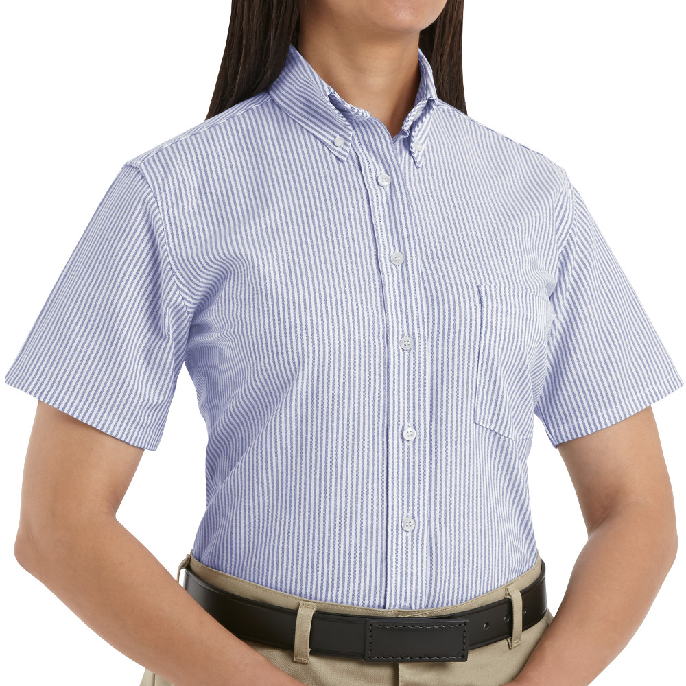 women's short sleeve white button down