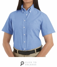 SR61LB Short Sleeve Women's Light Blue Oxford Executive Button-Down Shirt