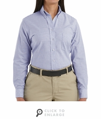 SR71BS Long Sleeve Women's Blue/White Stripe Executive Oxford Button-Down Shirt