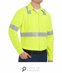 SS14HV Hi-Visibility Long Sleeve Work Shirt Class2 Level 2