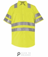 SS24AB Hi-Visibility Short Sleeve Fluoresent Yellow/Green Work Shirt Class3 Level 2
