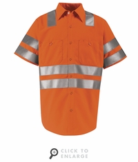SS24OF  Hi-Visibility Short Sleeve Fluoresent Orange Work Shirt Class3 Level 2