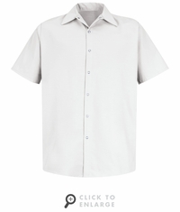 SS26WH Short Sleeve Pocketless White Performance Polyester Industrial Work Shirt
