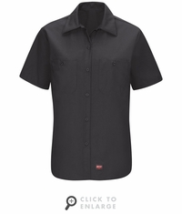 SX21BK Women's Black Short Sleeve Work Shirt with MIMIX