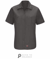 SX21CH Women's Charcoal Short Sleeve Work Shirt with MIMIX