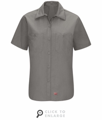 SX21GY Women's Grey Short Sleeve Work Shirt with MIMIX
