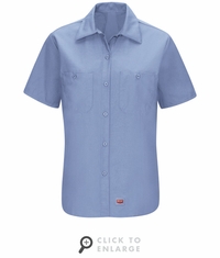 SX21LB Women's Light Blue Short Sleeve Work Shirt with MIMIX