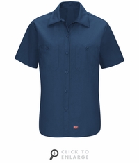 SX21NV Women's Navy Short Sleeve Work Shirt with MIMIX