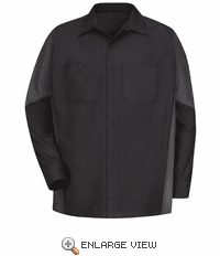 SY10BC Black/Charcoal Men's Long Sleeve Two-Tone Crew Shirt