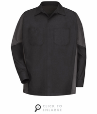 SY10BC Black/Charcoal Men's Long Sleeve Two-Tone Crew Shirt