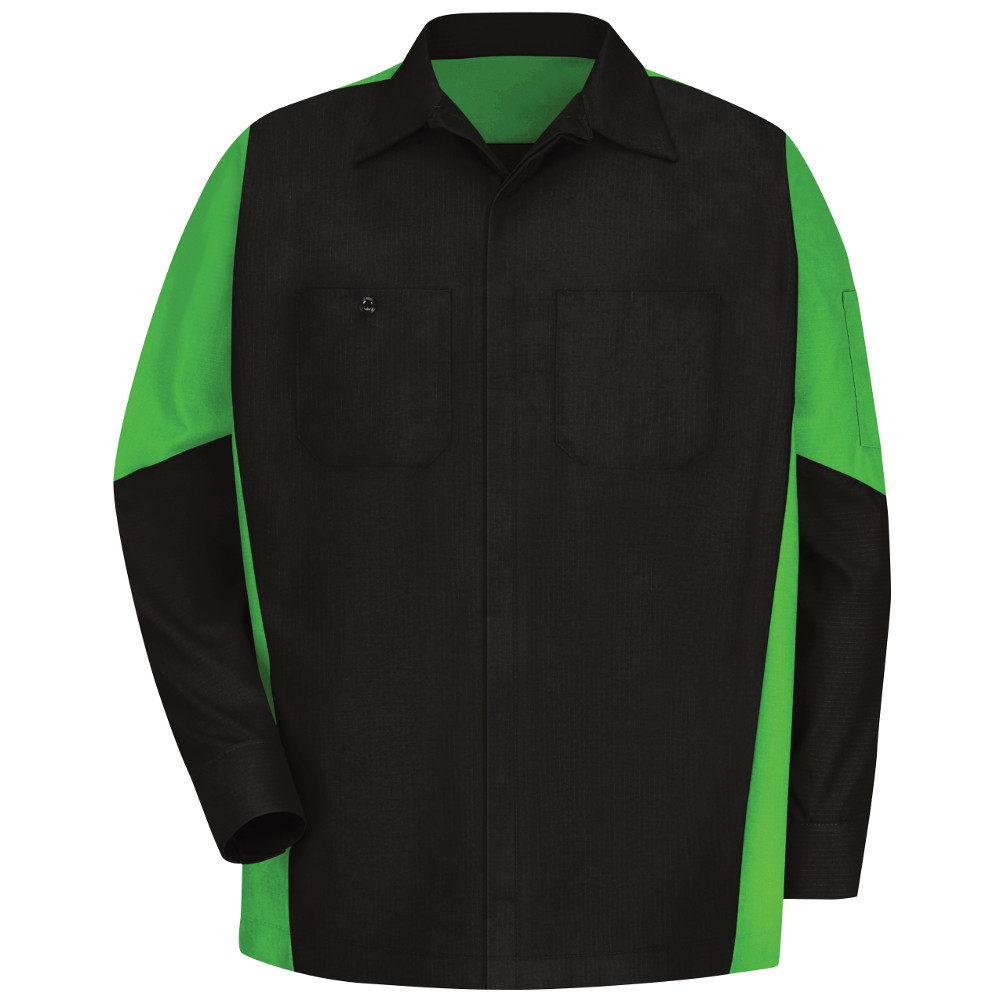 SY10BL Black/Lime Men's Long Sleeve Two-Tone Crew Shirt