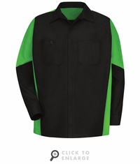 SY10BL Black/Lime Men's Long Sleeve Two-Tone Crew Shirt