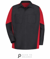 SY10BR Black/Red Men's Long Sleeve Two-Tone Crew Shirt