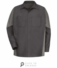 SY10CG Charcoal/Lt. Grey Men's Long Sleeve Two-Tone Crew Shirt