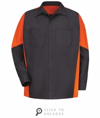 SY10CO Charcoal/Orange Men's Long Sleeve Two-Tone Crew Shirt
