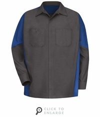 SY10CR Charcoal/Royal Blue Men's Long Sleeve Two-Tone Crew Shirt