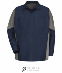 SY10NG Navy/Grey Men's Long Sleeve Two-Tone Crew Shirt