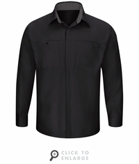 SY32BC Men's Long Sleeve Black/Charcoal Performance Plus Shop Shirt with OilBlok Technology