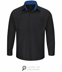 SY32BR Men's Long Sleeve Black/Royal Blue Performance Plus Shop Shirt with OilBlok Technology