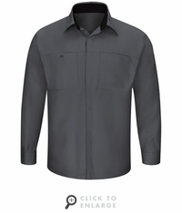 SY32CB Men's Long Sleeve Charcoal/Black Performance Plus Shop Shirt with OilBlok Technology