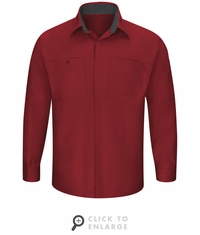SY32FC Men's Long Sleeve Fireball/Charcoal Red Performance Plus Shop Shirt with OilBlok Technology