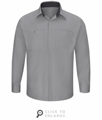 SY32GC Men's Long Sleeve Grey/Charcoal Performance Plus Shop Shirt with OilBlok Technology