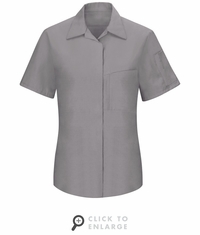 SY41GC Women's Short Sleeve Grey/Charcoal Mesh Performance Plus Shop Shirt with OilBlok Technology