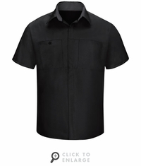 SY42BC Men's Short Sleeve Black/Charcoal Mesh Performance Plus Shop Shirt with OilBlok Technology