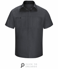 SY42CB Men's Short Sleeve Charcaol/Black Mesh Performance Plus Shop Shirt with OilBlok Technology