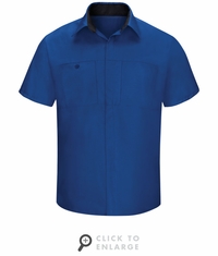 SY42RB Men's Short Sleeve Royal Blue/Black Mesh Performance Plus Shop Shirt with OilBlok Technology