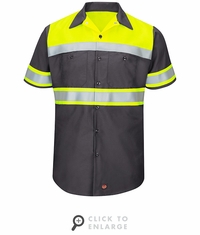 SY80YC Hi-Visibility Ripstop SS Work Shirts Charcoal -Type O Class 1