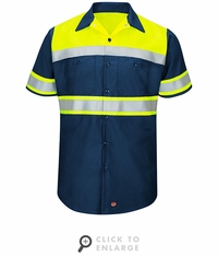 SY80YN Hi-Visibility Ripstop SS Work Shirts Navy -Type O Class 1