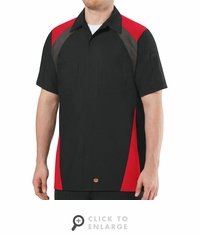 Tri-Color Shop Shirt Short Sleeve Black/Grey/Red SY28TR