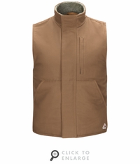 VLS2 Men's Sherpa Lined Brown Duck Vest CAT-3