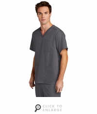 WonderWink Men's Premiere Flex V-Neck Top WW5068 Pewter