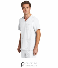 WonderWink Men's Premiere Flex V-Neck Top WW5068 White
