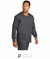 WonderWink Unisex WorkFlex Snap-Front Scrub Jacket WW3080-Pewter