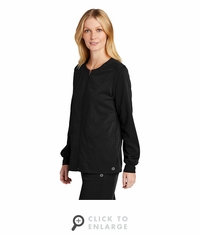WonderWink Women's Premiere Flex Full-Zip Scrub Jacket WW4088 - Black