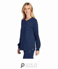 WonderWink Women's Premiere Flex Full-Zip Scrub Jacket WW4088 - Navy