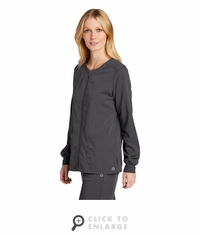 WonderWink Women's Premiere Flex Full-Zip Scrub Jacket WW4088 - Pewter