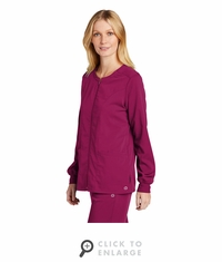 WonderWink Women's Premiere Flex Full-Zip Scrub Jacket WW4088 - Wine