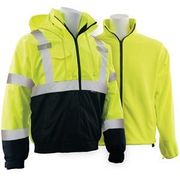 W530B Type R, Class 3 3-in-1 Bomber Jacket with Black Bottom and Lime Removable Fleece Liner, Hi-Viz Lime