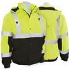 W106 Type R, Class 3 Bomber Jacket with Black Bottom, Fleece Lined, Hi-Viz Lime