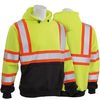 W376BC Type R, Class 3 Pullover Hoodie Sweatshirt with Black Bottom and Contrasting Trim, Hi-Viz Lime