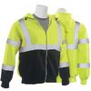 W375B Type R, Class 3 Zip Front Hoodie Sweatshirt with Black Bottom, Hi-Viz Lime