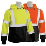 W376B Type R, Class 3 Pullover Hoodie Sweatshirt with Black Bottom, Hi-Viz Lime