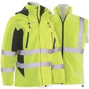 W570R Type R, Class 3 Ripstop Jacket with Lime Removable Fleece Vest, Hi-Viz Lime