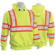 W376C Type R, Class 3 Pullover Hoodie Sweatshirt with Contrasting Trim, Hi-Viz Lime