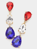 Patriotic Teardrop Dangle Evening Earrings