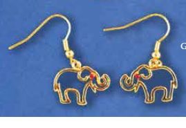 Gold Outline Elephant Earrings